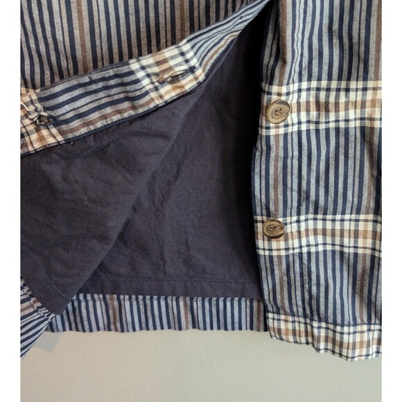 Pendleton Size 10 Straight Skirt Blue Gray Stripe Button Up Dress Cotton Liner - Picture 2 of 4